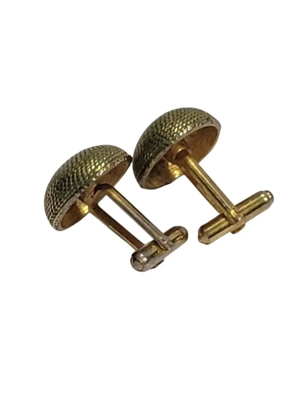 Vintage Gold Tone Textured Round Cufflinks Mid-Century MCM